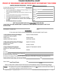 Document preview: Driving Privileges Request Form - City of Toledo, Ohio