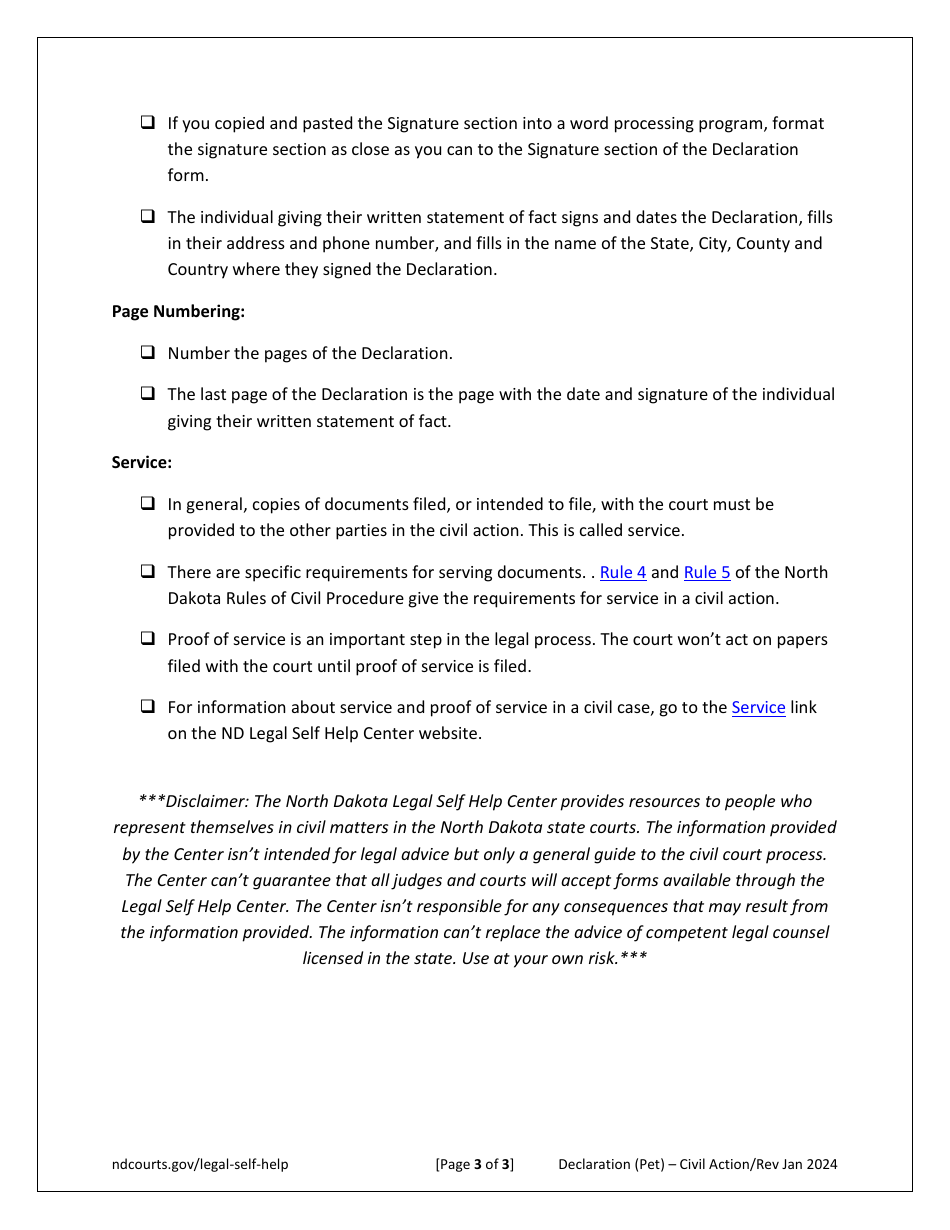 Declaration (Petition) - North Dakota, Page 3