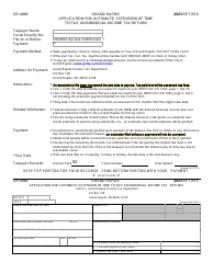 Document preview: Form GR-4868 Application for Automatic Extension of Time to File an Individual Income Tax Return - City of Grand Rapids, Michigan, 2023
