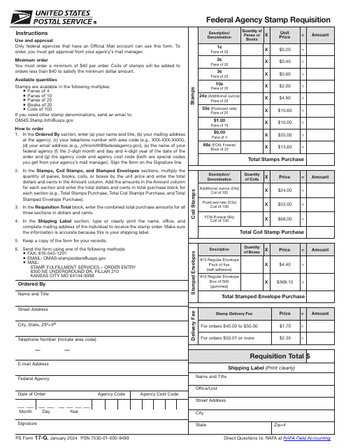 PS Form 17-G  Printable Pdf