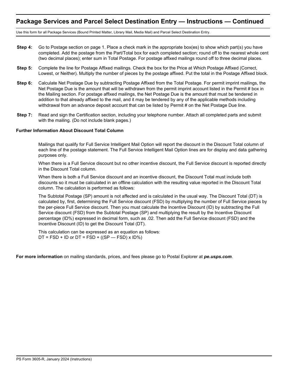 PS Form 3605-R Postage Statement - Package Services and Parcel Select Destination Entry, Page 6