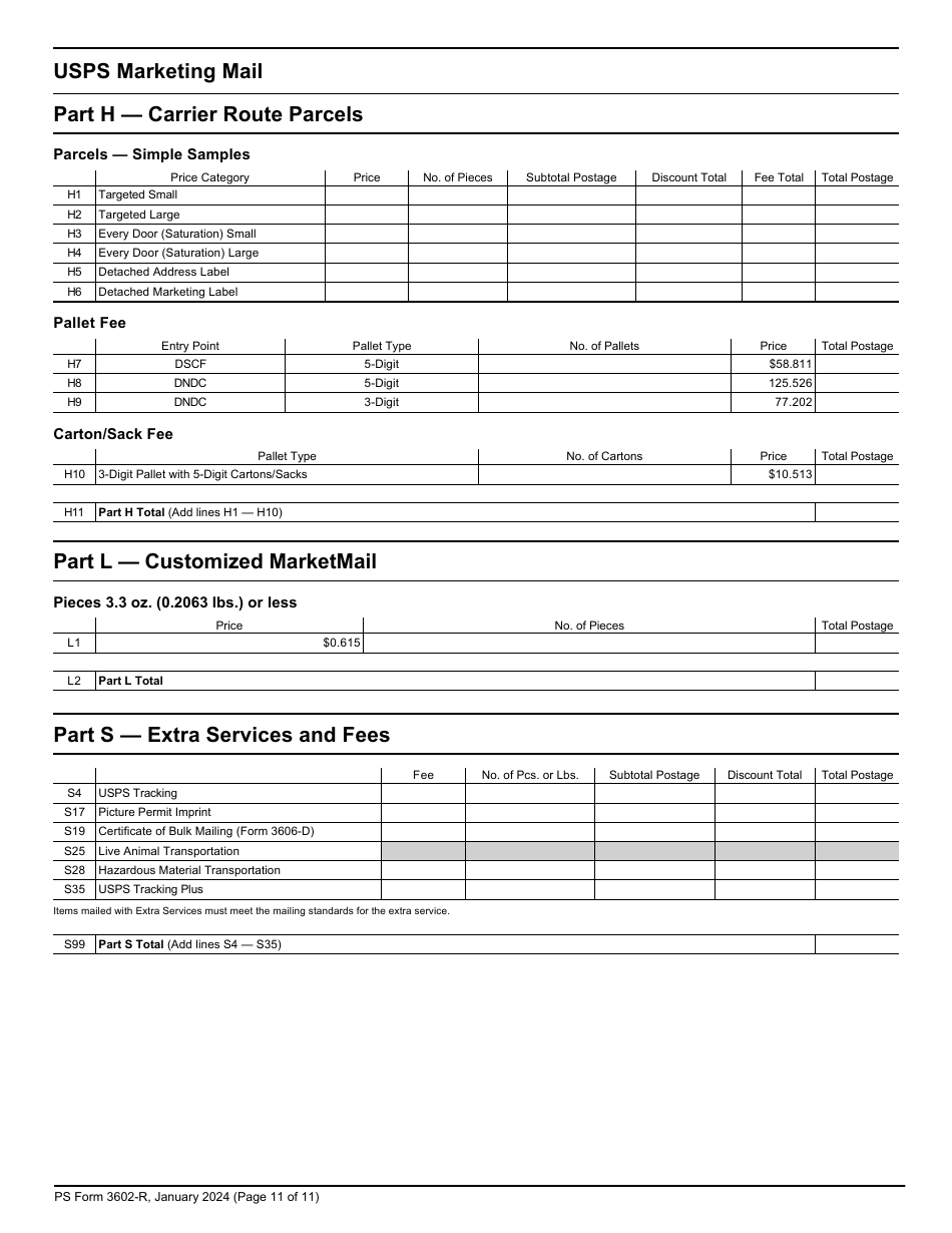 PS Form 3602-R Postage Statement - USPS Marketing Mail, Page 11