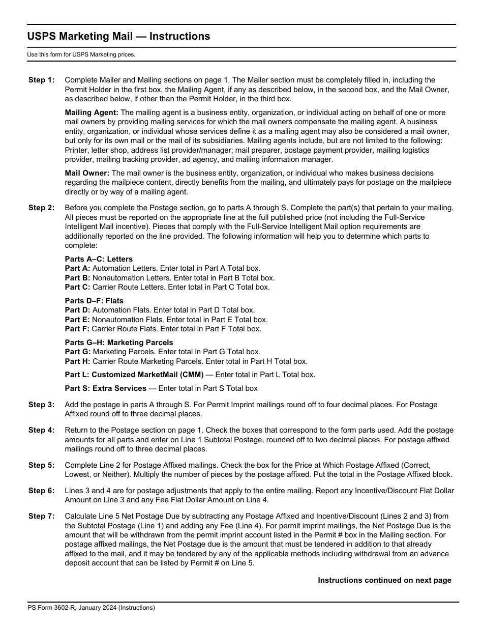 PS Form 3602-R Postage Statement - USPS Marketing Mail, Page 12