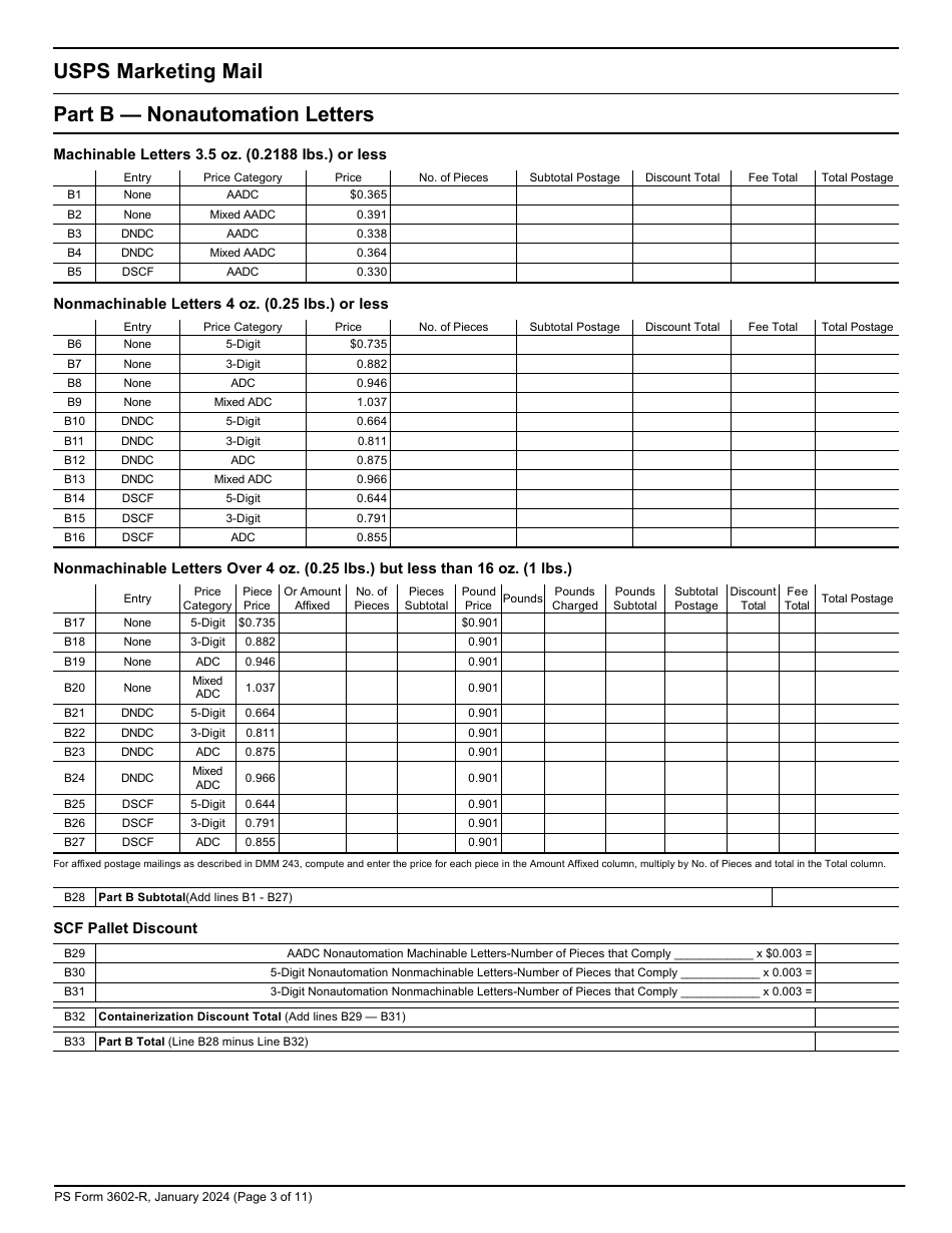 PS Form 3602-R Postage Statement - USPS Marketing Mail, Page 3