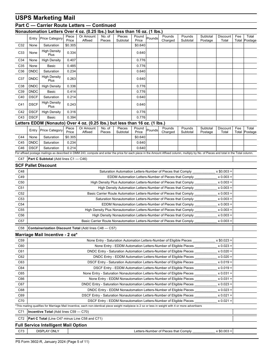 PS Form 3602-R Postage Statement - USPS Marketing Mail, Page 5