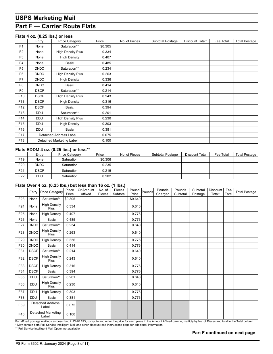 PS Form 3602-R Postage Statement - USPS Marketing Mail, Page 8