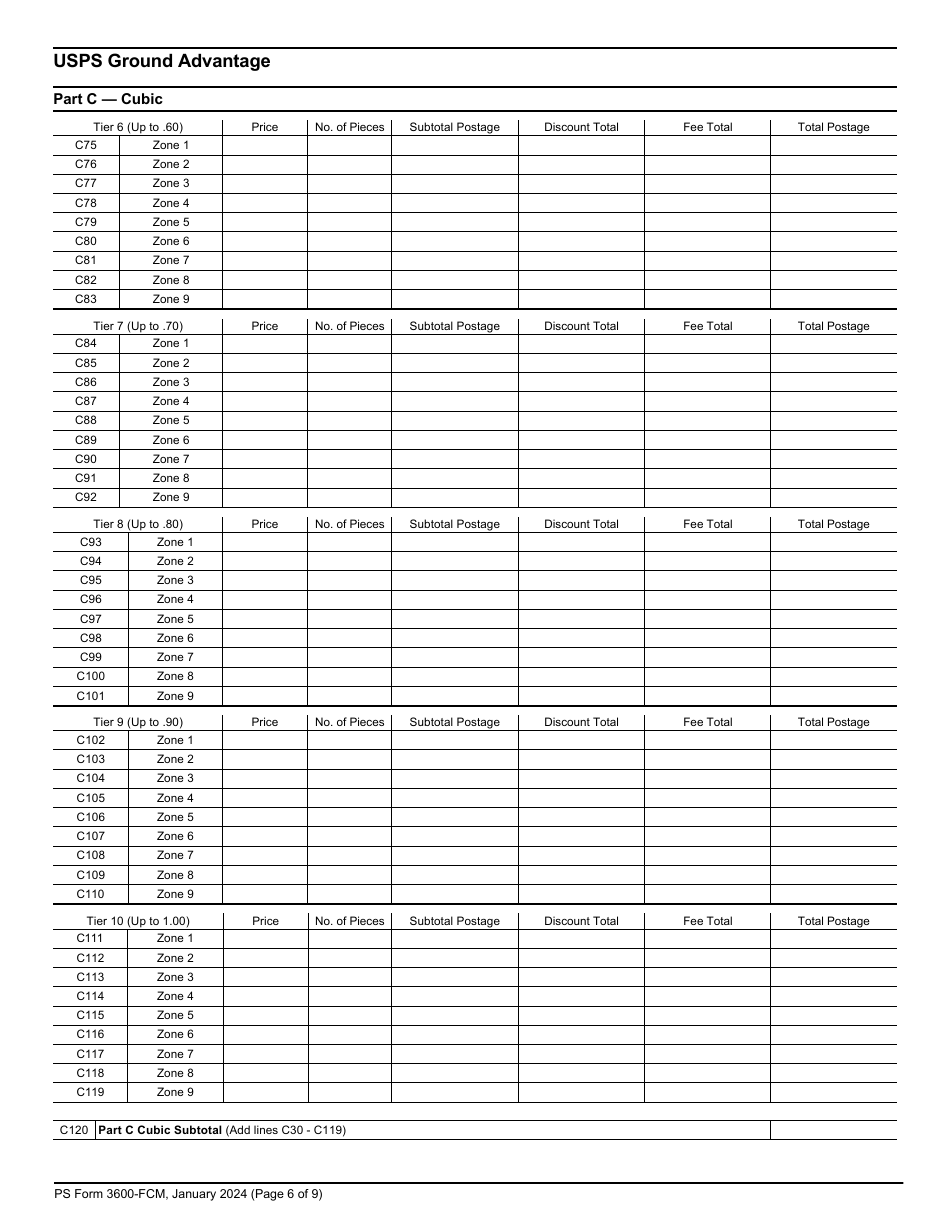 PS Form 3600FCM Download Printable PDF or Fill Online Postage