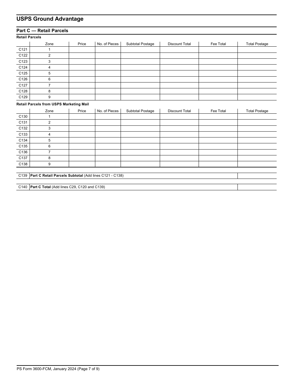 PS Form 3600FCM Download Printable PDF or Fill Online Postage