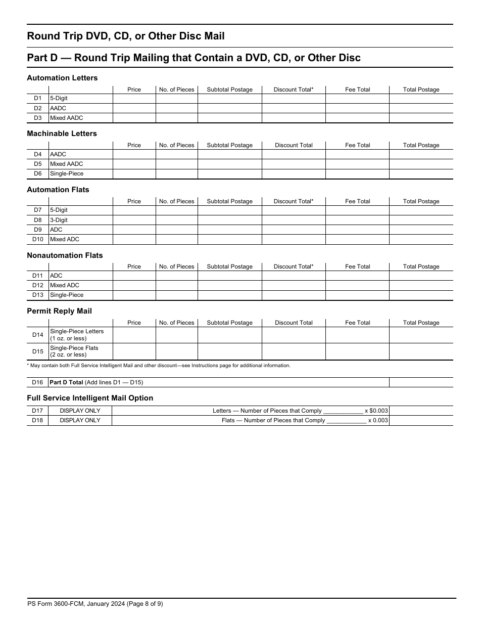 PS Form 3600-FCM Postage Statement - First-Class Mail and USPS Ground Advantage, Page 8