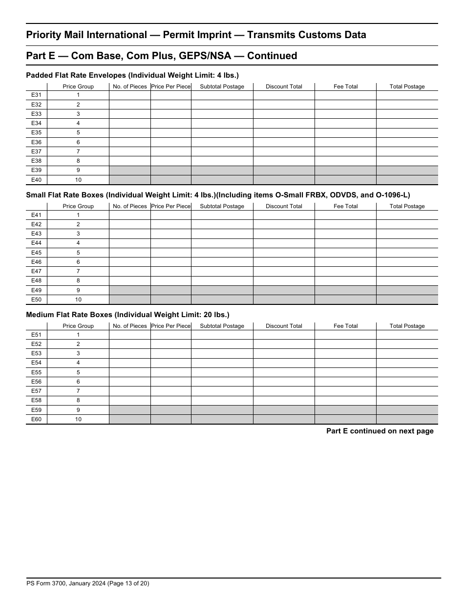 PS Form 3700 Postage Statement - International Mail, Page 13