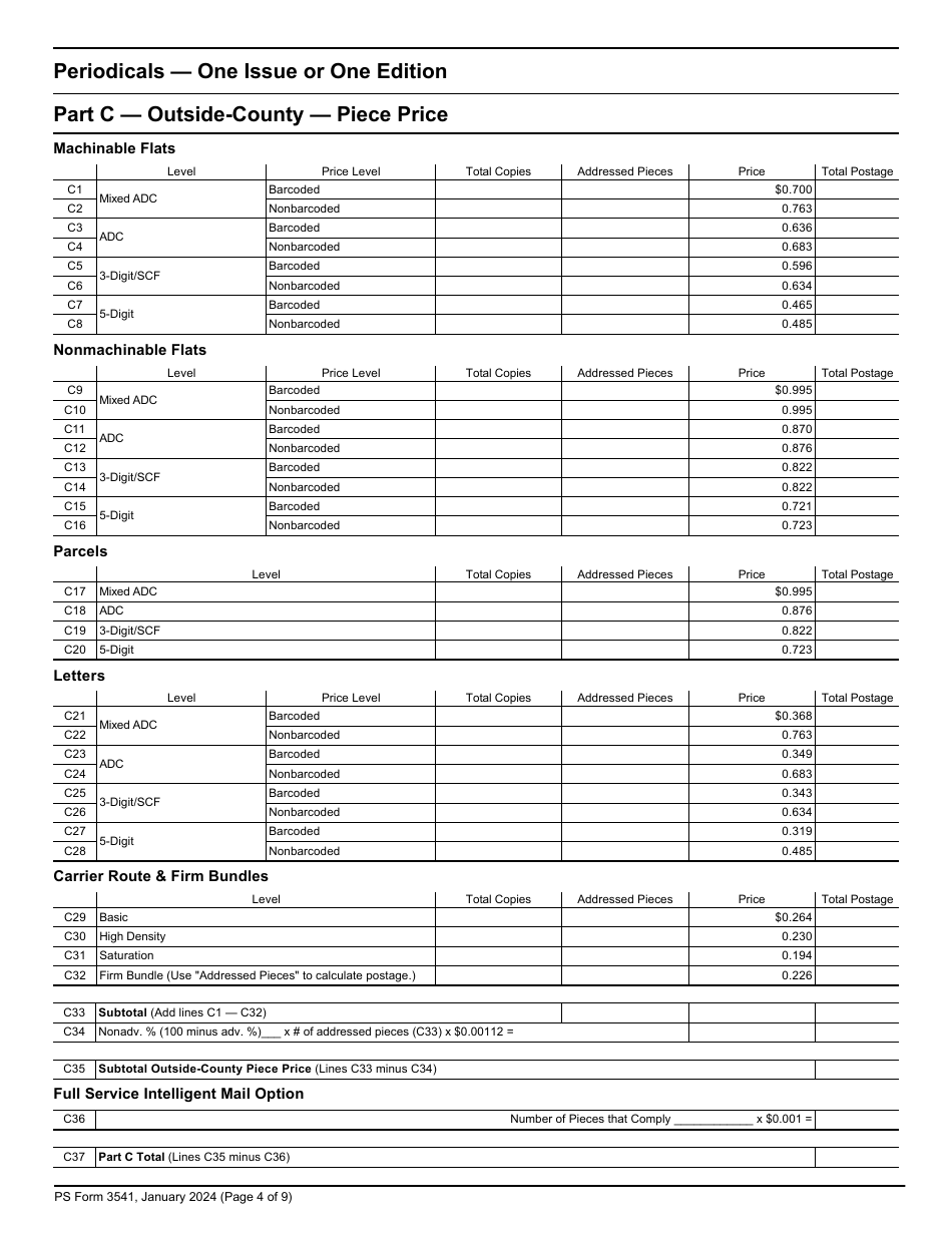 PS Form 3541 Postage Statement - Periodicals - One Issue or One Edition, Page 4