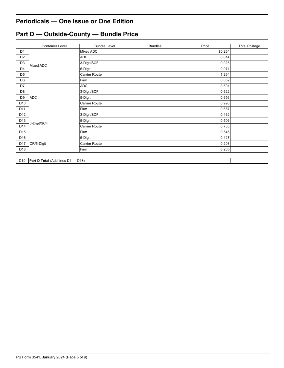 PS Form 3541 Postage Statement - Periodicals - One Issue or One Edition, Page 5