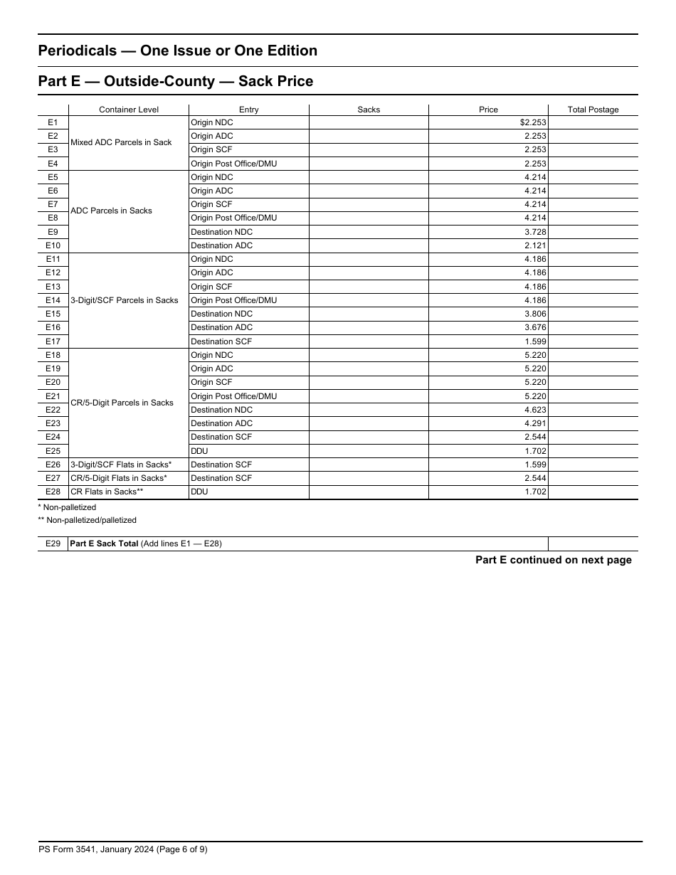 PS Form 3541 Postage Statement - Periodicals - One Issue or One Edition, Page 6