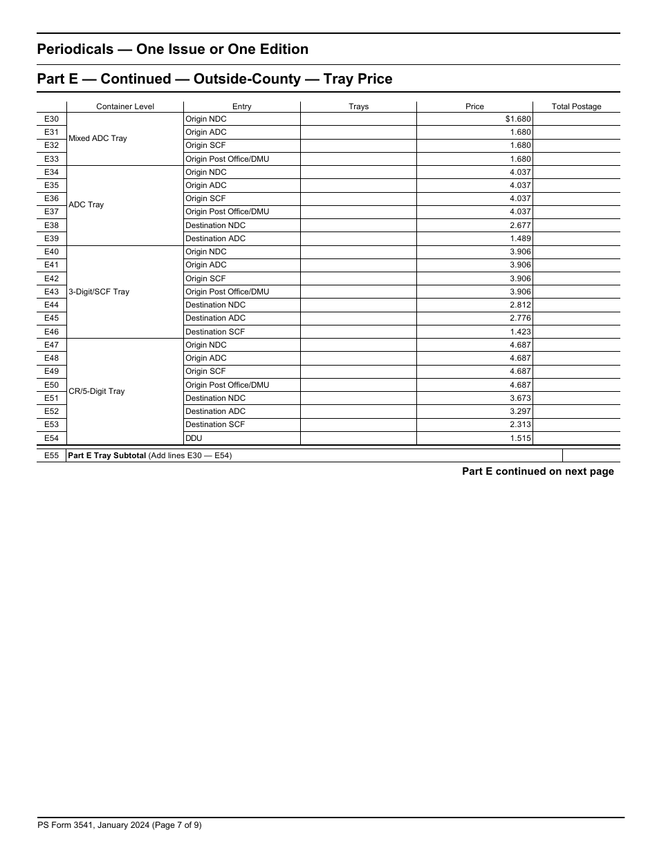 PS Form 3541 Postage Statement - Periodicals - One Issue or One Edition, Page 7