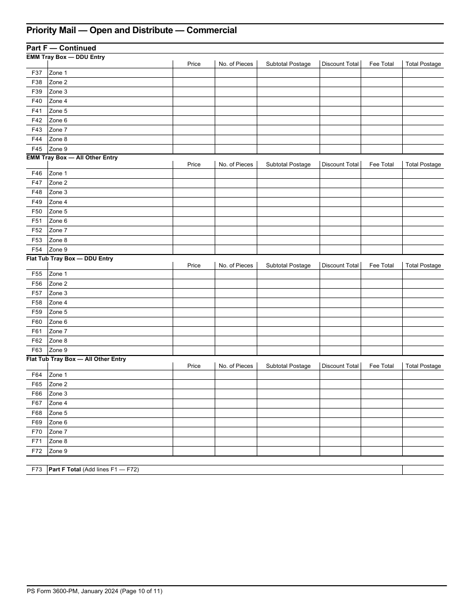 PS Form 3600-PM Postage Statement - Priority Mail - Permit Imprint, Page 10