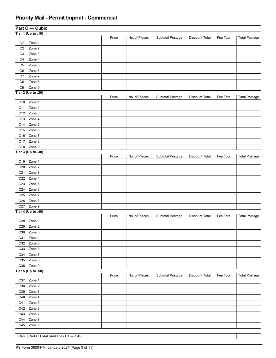 PS Form 3600-PM Postage Statement - Priority Mail - Permit Imprint, Page 3