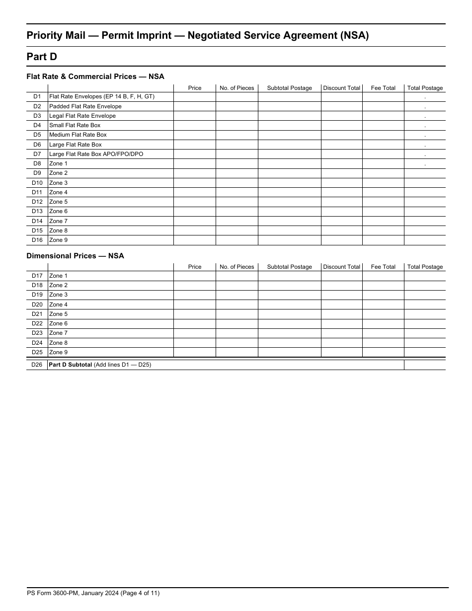 PS Form 3600-PM Postage Statement - Priority Mail - Permit Imprint, Page 4