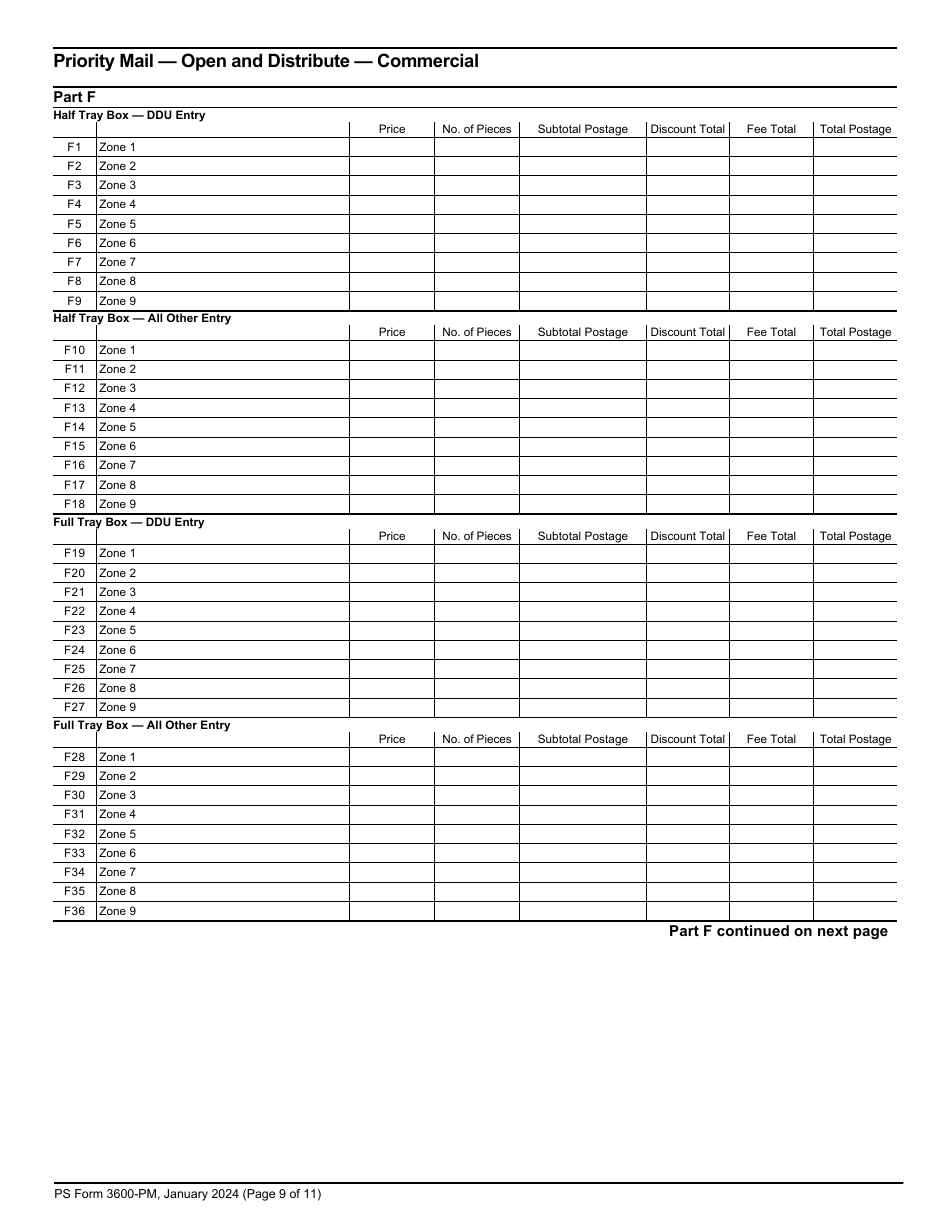PS Form 3600-PM Postage Statement - Priority Mail - Permit Imprint, Page 9