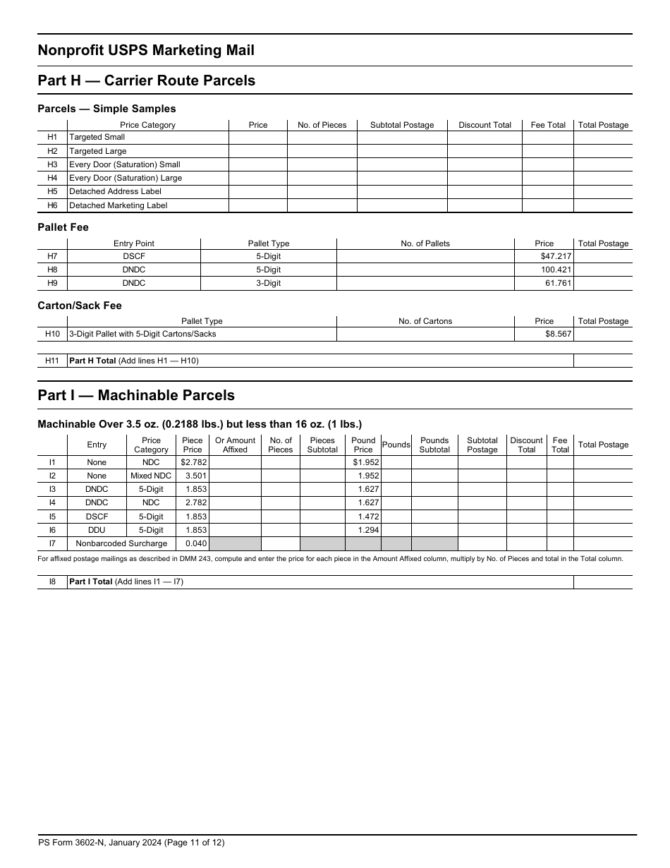 PS Form 3602-N Postage Statement - Nonprofit USPS Marketing Mail, Page 11