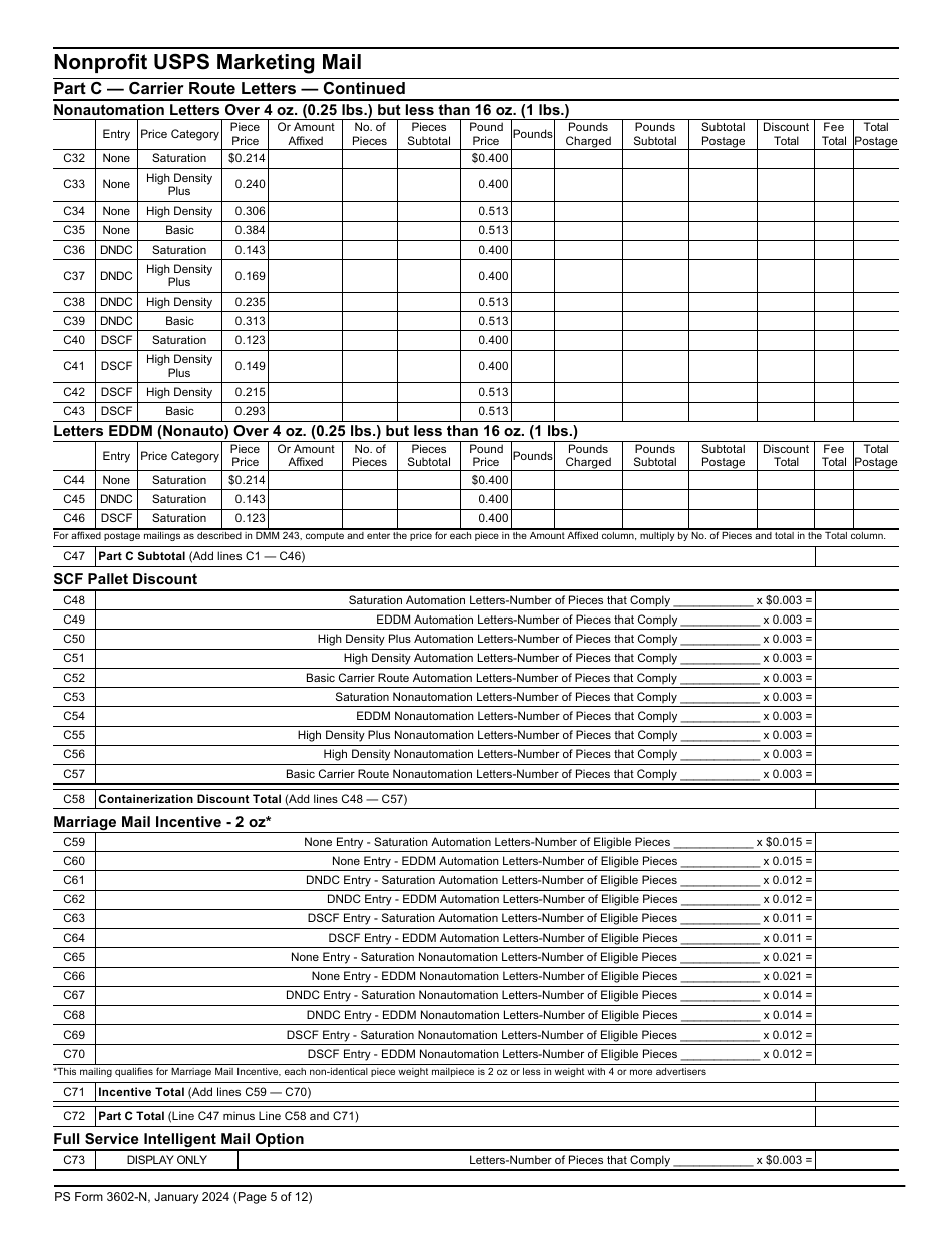 PS Form 3602-N Postage Statement - Nonprofit USPS Marketing Mail, Page 5