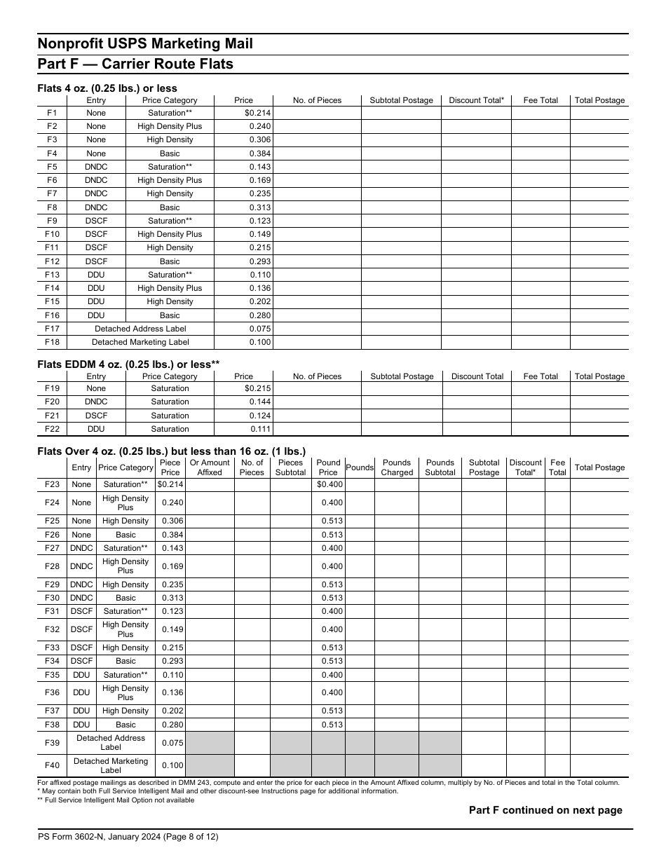 PS Form 3602-N Postage Statement - Nonprofit USPS Marketing Mail, Page 8