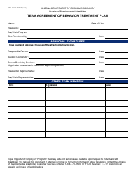 Document preview: Form DDD-1987A Team Agreement of Behavior Treatment Plan - Arizona