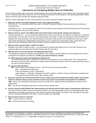 Form UB-106-A Weekly Claim for Unemployment Insurance (Ui) Benefits - Arizona, Page 2