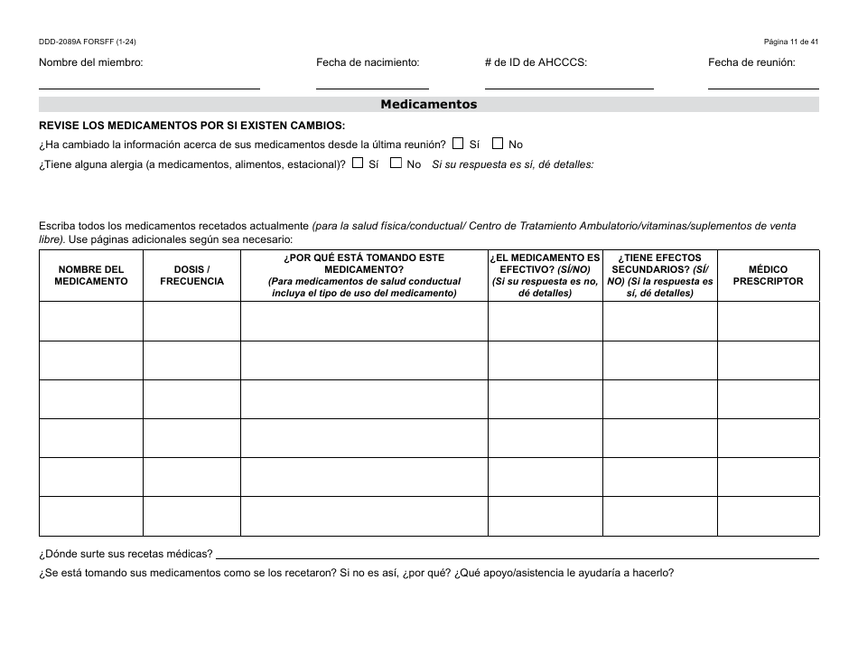 Formulario DDD-2089A-S Plan De Servicios Centrado En La Persona De La Ddd - Arizona (Spanish), Page 11