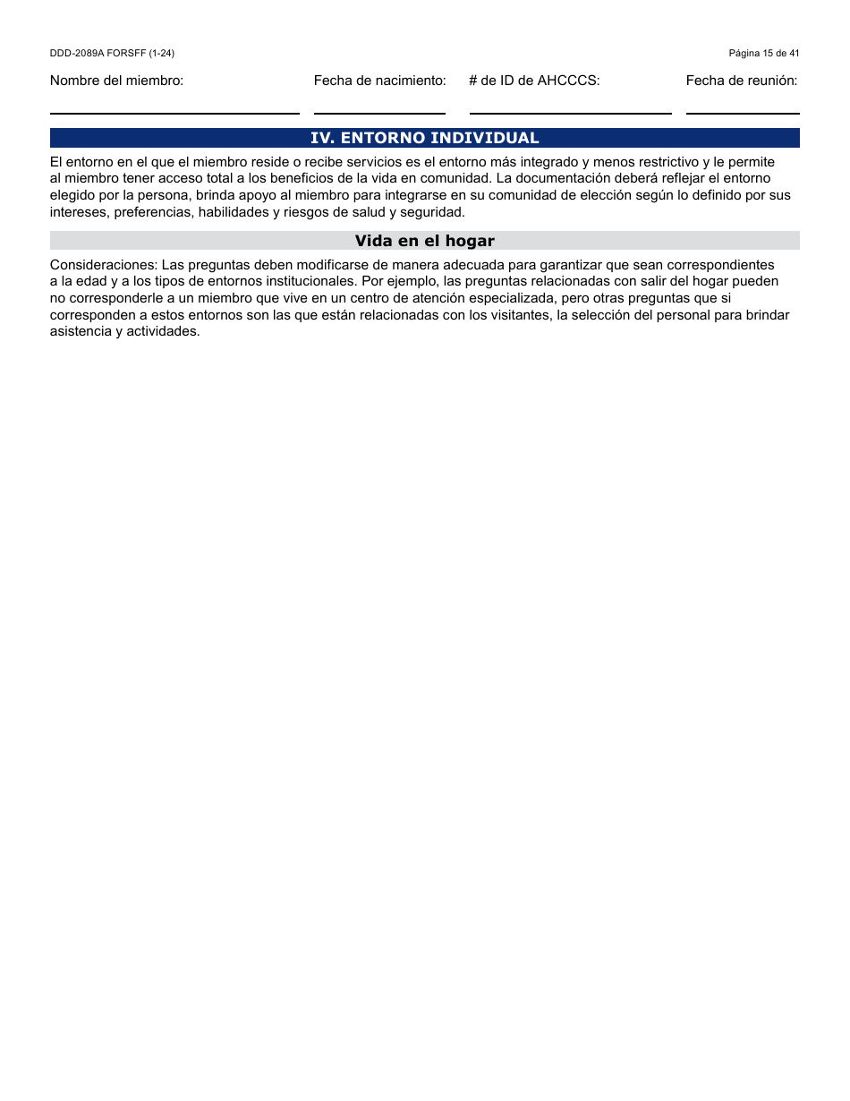 Formulario DDD-2089A-S Plan De Servicios Centrado En La Persona De La Ddd - Arizona (Spanish), Page 15