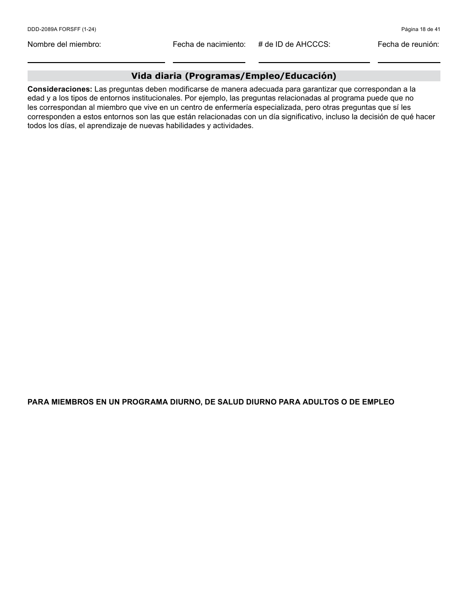 Formulario DDD-2089A-S Plan De Servicios Centrado En La Persona De La Ddd - Arizona (Spanish), Page 18
