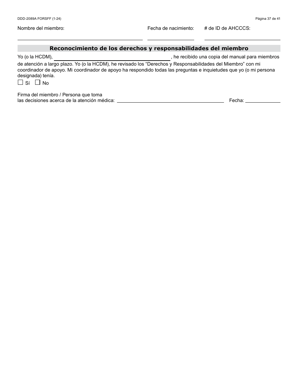 Formulario DDD-2089A-S Plan De Servicios Centrado En La Persona De La Ddd - Arizona (Spanish), Page 37