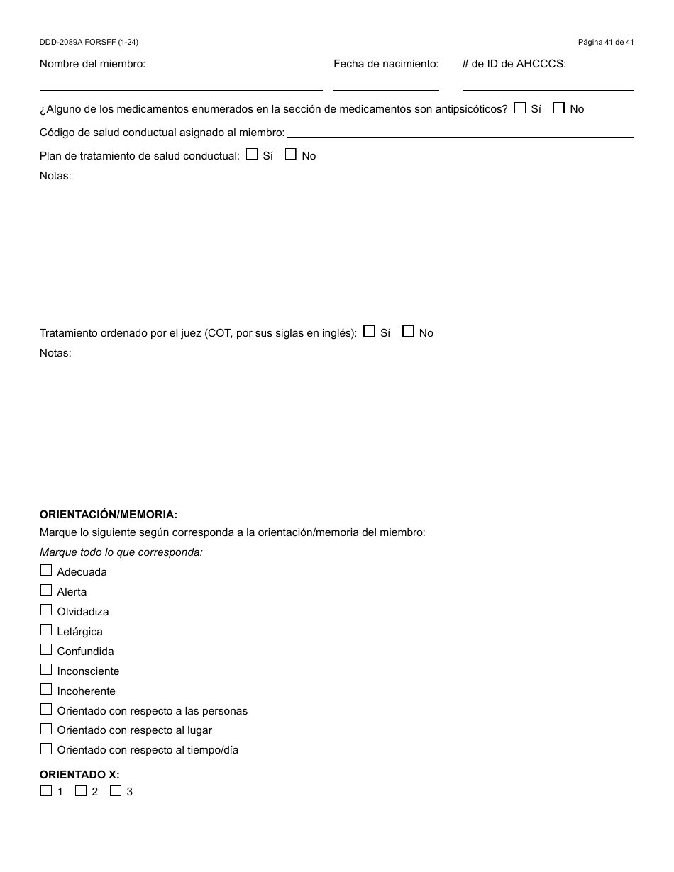 Formulario DDD-2089A-S Plan De Servicios Centrado En La Persona De La Ddd - Arizona (Spanish), Page 41