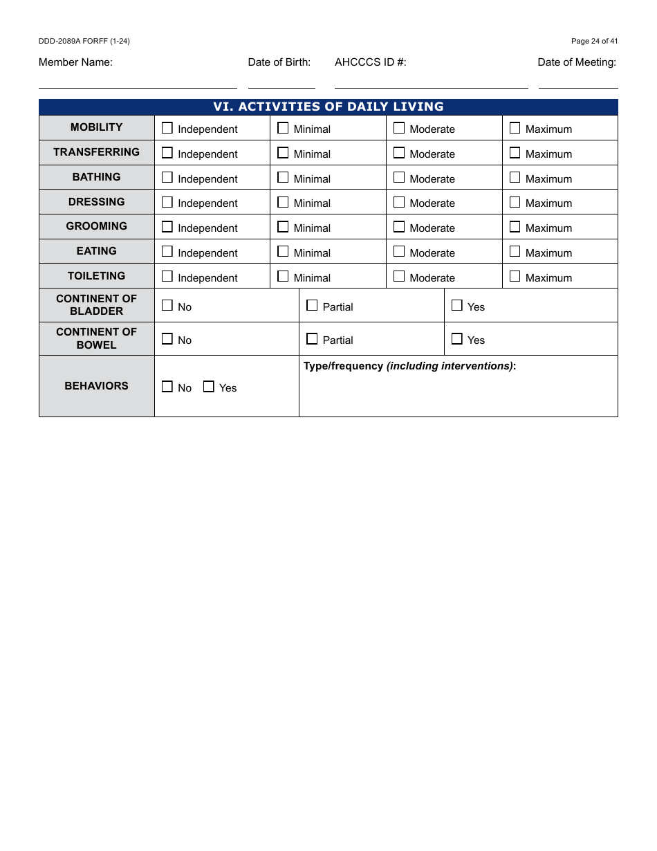 Form DDD-2089A Ddd Person Centered Service Plan - Arizona, Page 24
