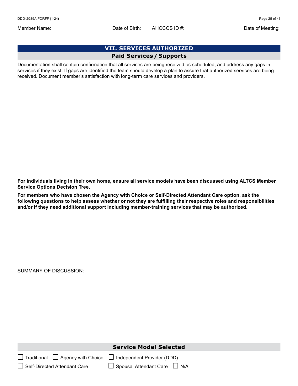 Form DDD-2089A Ddd Person Centered Service Plan - Arizona, Page 25