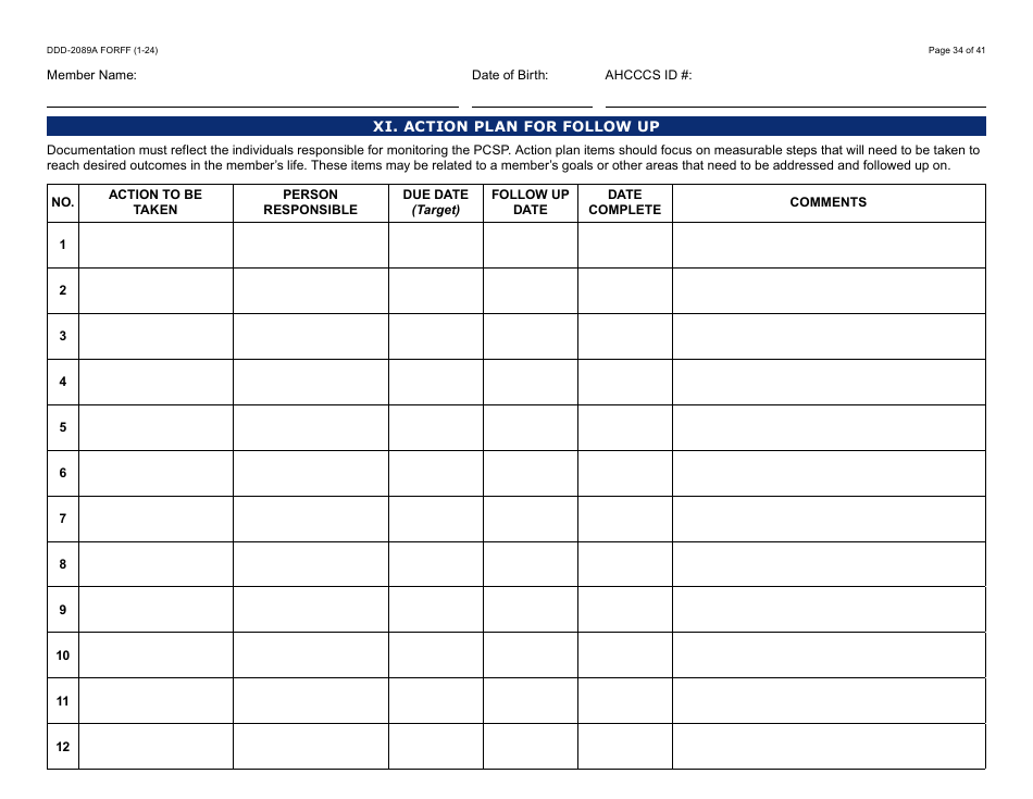 Form DDD-2089A Ddd Person Centered Service Plan - Arizona, Page 34