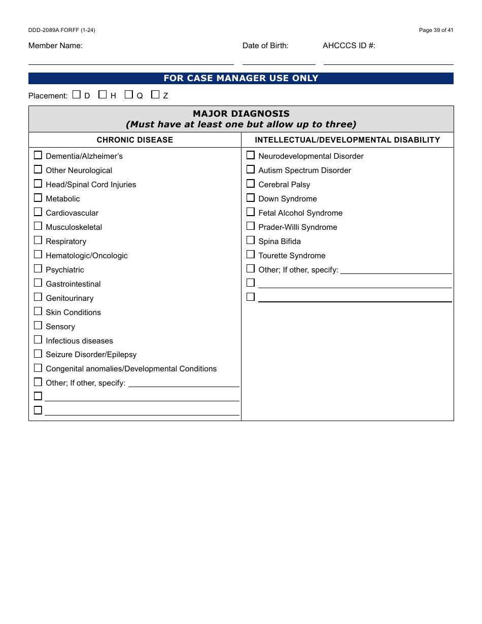 Form DDD-2089A Ddd Person Centered Service Plan - Arizona, Page 39
