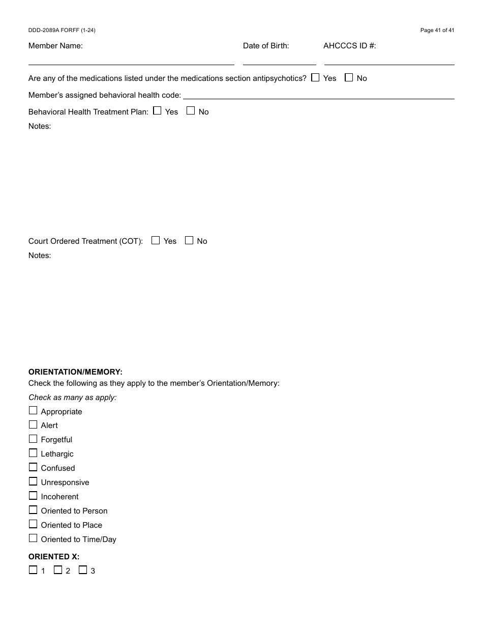 Form DDD-2089A Ddd Person Centered Service Plan - Arizona, Page 41