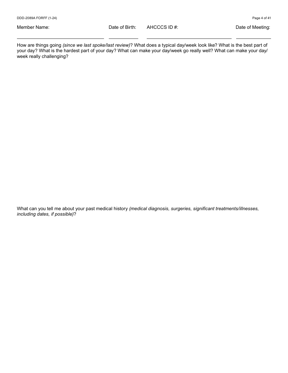 Form DDD-2089A Ddd Person Centered Service Plan - Arizona, Page 4