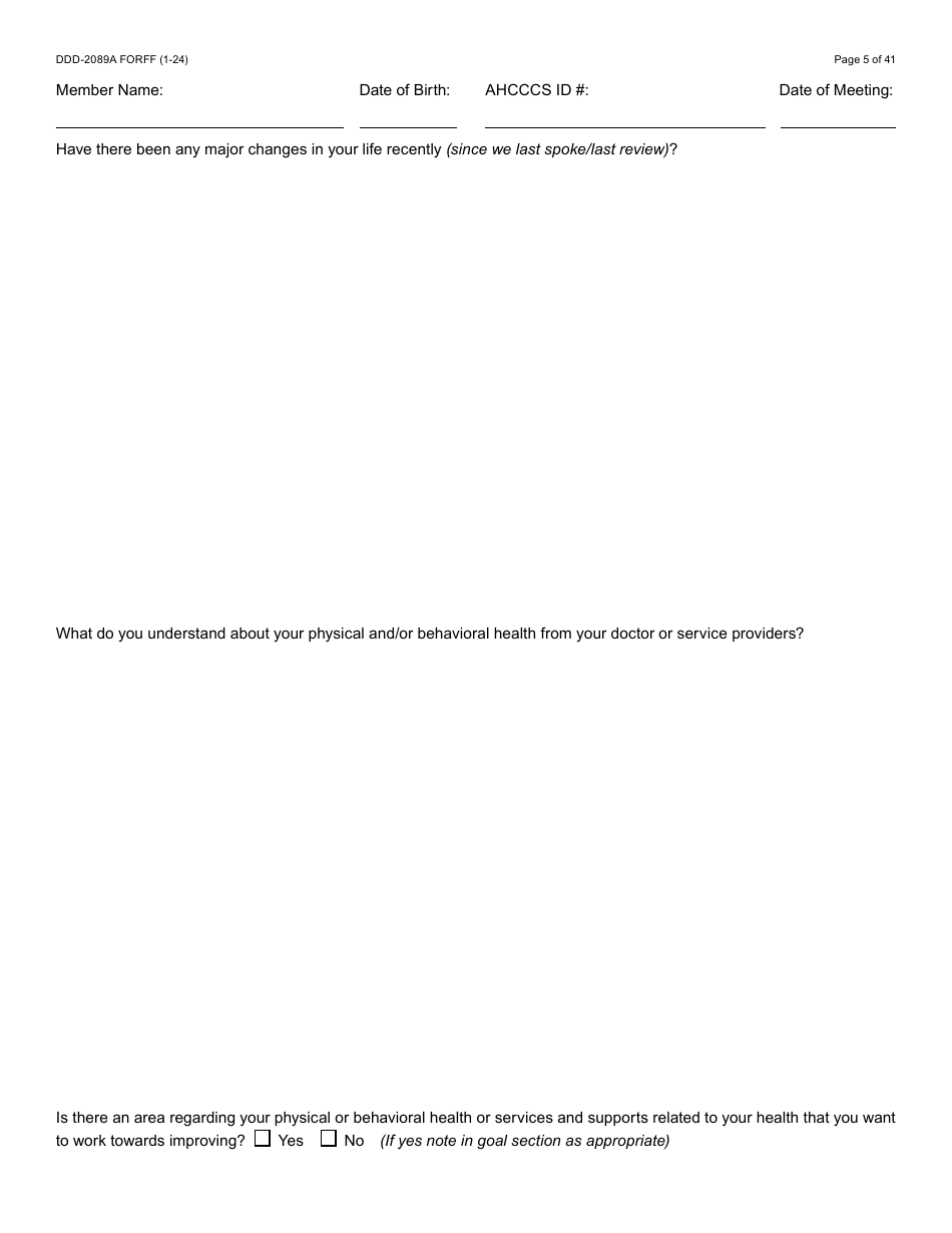 Form DDD-2089A Ddd Person Centered Service Plan - Arizona, Page 5