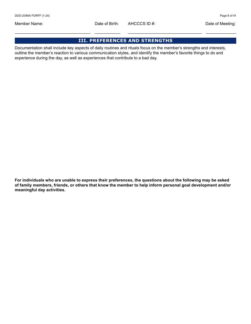 Form DDD-2089A Ddd Person Centered Service Plan - Arizona, Page 6