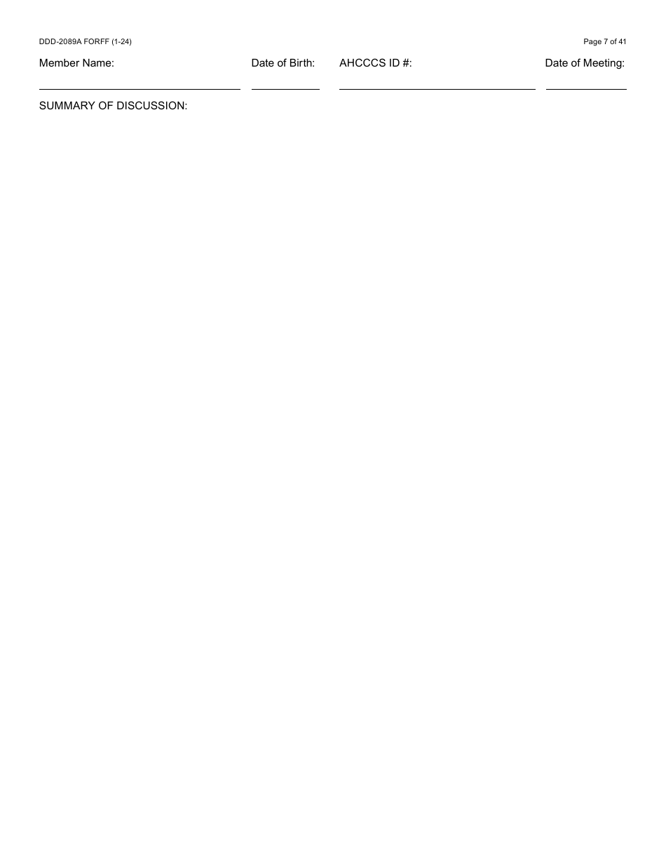 Form DDD-2089A Ddd Person Centered Service Plan - Arizona, Page 7