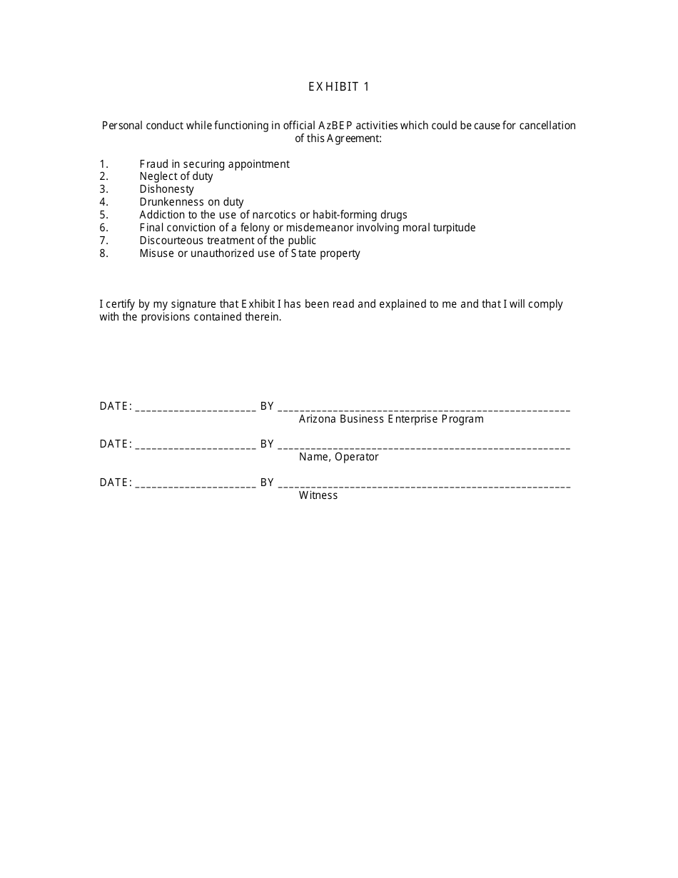 Sample Operators Agreement - Business Enterprise Program (Bep) - Arizona, Page 3