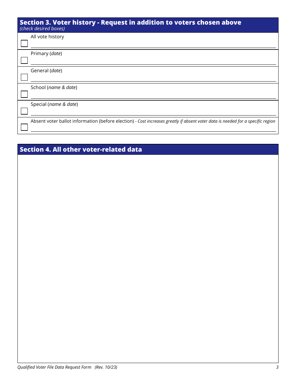 Qualified Voter File Data Request Form - Michigan, Page 3