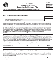 Document preview: Form M-8453ELT 63d Entity Level Tax Declaration for Electronic Filing - Massachusetts, 2023