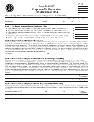 Document preview: Form M-8453C Corporate Tax Declaration for Electronic Filing - Massachusetts, 2023