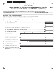 Document preview: Form M-2210 Underpayment of Massachusetts Estimated Income Tax - Massachusetts, 2023