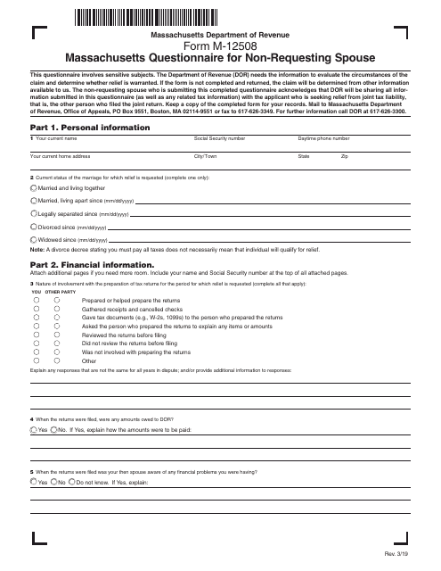 Form M-12508 - Fill Out, Sign Online and Download Fillable PDF ...