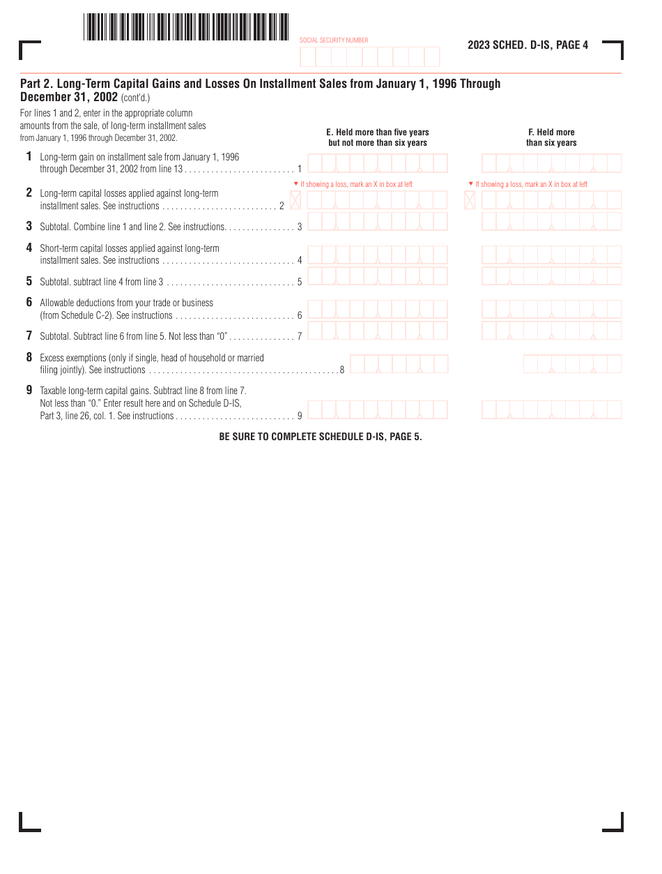 Schedule D-IS Long-Term Capital Gains and Losses Excluding Collectibles - Massachusetts, Page 4