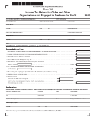 Document preview: Form 3M Income Tax Return for Clubs and Other Organizations Not Engaged in Business for Profit - Massachusetts, 2023