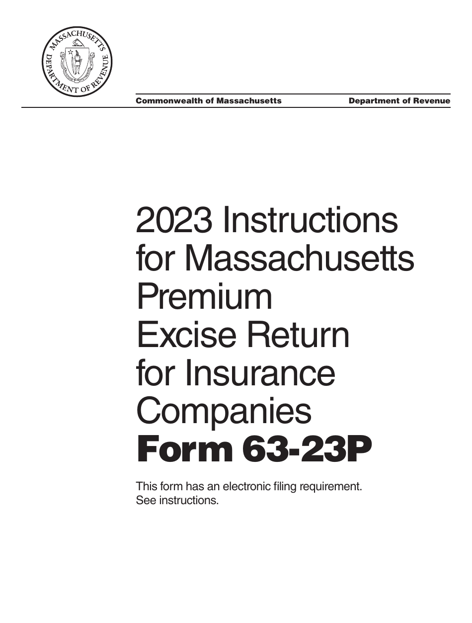Instructions for Form 63-23P Premium Excise Return for Insurance Companies - Massachusetts, Page 1